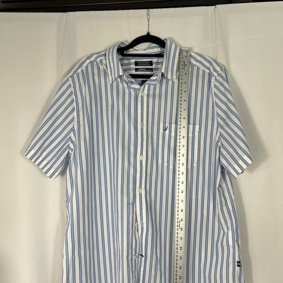 Nautica White and Blue Striped Button Down Shirt - Picture 5 of 11